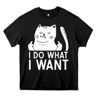 Black i do what i want cat giving a finger funny middle finger rude graphic Heavy Core Tee - linhVisuals