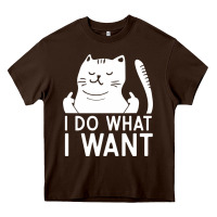 Chocolate Brown i do what i want cat giving a finger funny middle finger rude graphic Heavy Core Tee - linhVisuals