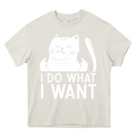Cream i do what i want cat giving a finger funny middle finger rude graphic Heavy Core Tee - linhVisuals