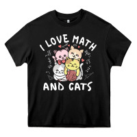 Black i love math and cats mountain heart mathematics lover gifts cute and f Heavy Core Tee - linhVisuals
