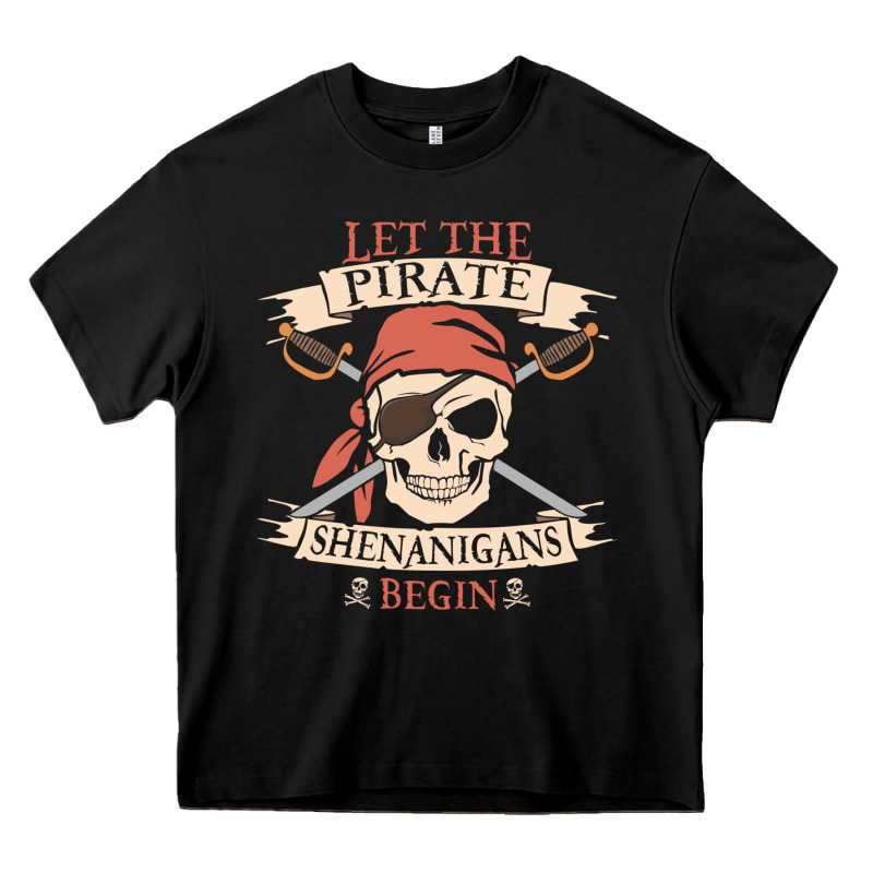 Let The Pirate Shenanigans Begin Skull Vintage Pirate Skeleton Hallowe Heavy Core Tee by linhVisuals | Teevron