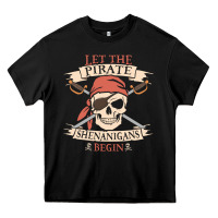 Black let the pirate shenanigans begin skull vintage pirate skeleton hallowe Heavy Core Tee - linhVisuals