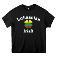 Lucky Lithuanian Irish Flag Shamrock Leaf St Patricks Day Heavy Core Tee | Teevron