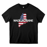Black made in maine american flag funny patriotic state lover gift Heavy Core Tee - linhVisuals