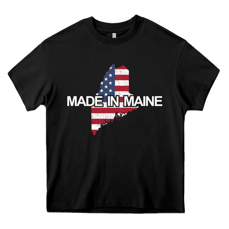 Made In Maine American Flag Funny Patriotic State Lover Gift Heavy Core Tee by linhVisuals | Teevron