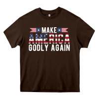 Chocolate Brown make america godly again american flag letters christian quote Heavy Core Tee - linhVisuals