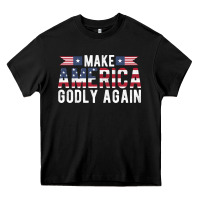 Black make america godly again american flag letters christian quote Heavy Core Tee - linhVisuals