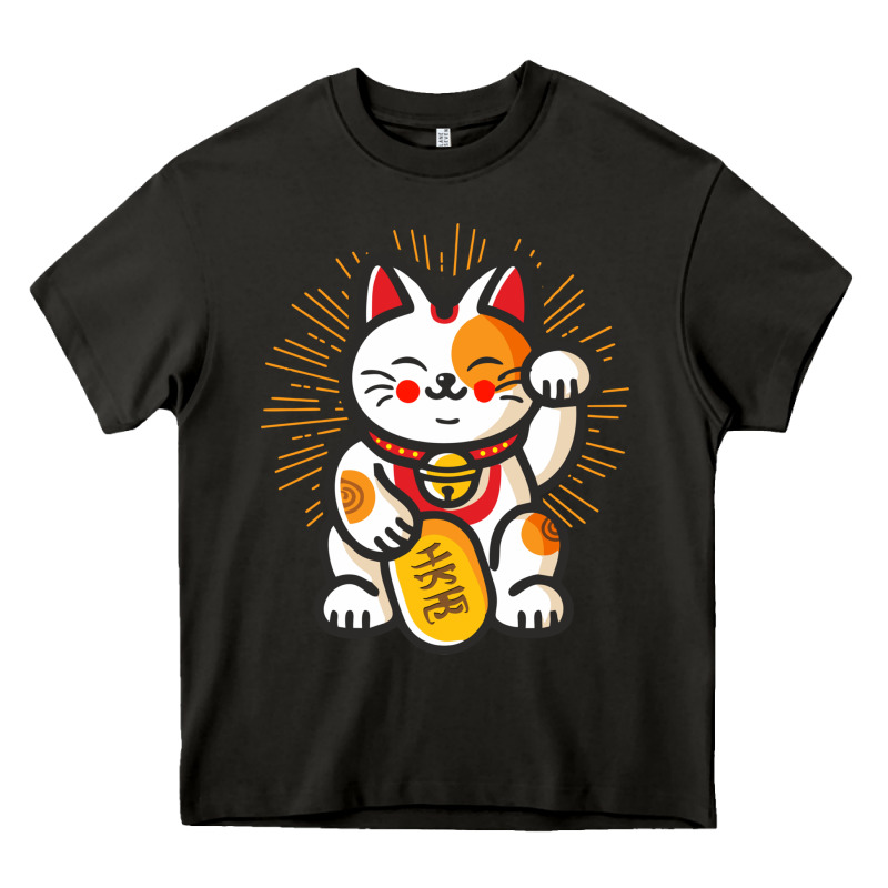 Maneki Neko Lucky Cat Money Feline Japanese Good Luck Charm Kitten Gif Heavy Core Tee by linhVisuals | Teevron