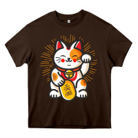 Chocolate Brown maneki neko lucky cat money feline japanese good luck charm kitten gif Heavy Core Tee - linhVisuals