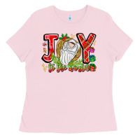 Bubblegum Pink joy to the world Ladies Tee - CowhideDigitalArt