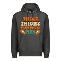 Charcoal Heather thick thighs pumpkin pies Premium Hoodie - BarkalooDesign
