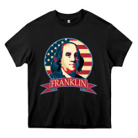 Black benjamin franklin Heavy Core Tee - linhVisuals