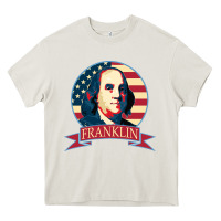 Cream benjamin franklin Heavy Core Tee - linhVisuals