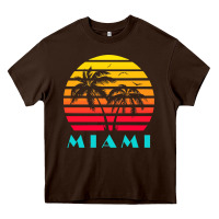 Chocolate Brown miami 80s sunset Heavy Core Tee - linhVisuals