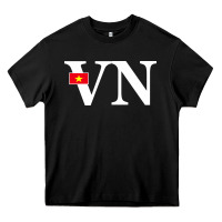 Black Vietnam Flag and Country Initials Heavy Core Tee - linhVisuals