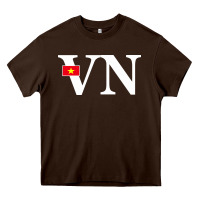 Chocolate Brown Vietnam Flag and Country Initials Heavy Core Tee - linhVisuals