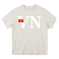 Cream Vietnam Flag and Country Initials Heavy Core Tee - linhVisuals