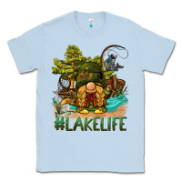 Dusty Blue lake life gnome Classic Tee - BarkalooDesign