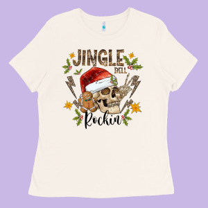 Jingle Bell Rock Black Ladies Tee Designed By Cowhidedigitalart