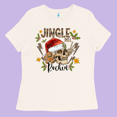 Jingle Bell Rock Black Ladies Tee Designed By Cowhidedigitalart