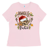 Bubblegum Pink jingle bell rock black Ladies Tee - CowhideDigitalArt