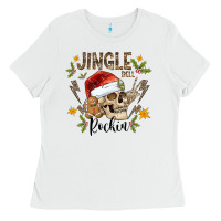 White jingle bell rock black Ladies Tee - CowhideDigitalArt