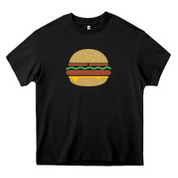 Black vintage burger print Heavy Core Tee - linhVisuals