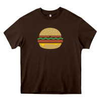 Chocolate Brown vintage burger print Heavy Core Tee - linhVisuals