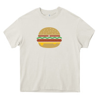 Cream vintage burger print Heavy Core Tee - linhVisuals