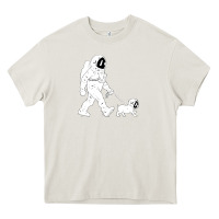 Cream walking the dog astronaut Heavy Core Tee - linhVisuals