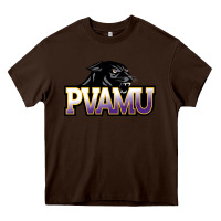 Chocolate Brown Prairie View A&M Panthers And Lady Panthers Rectangle Patch Heavy Core Tee - linhVisuals