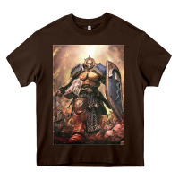 Chocolate Brown Warhammer Characters Heavy Core Tee - linhVisuals