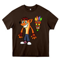 Chocolate Brown CRASH BANDICOOT Heavy Core Tee - linhVisuals