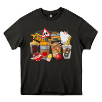Asphalt School Bus Coffee Cups Heavy Core Tee - FaDigitalArtStudio