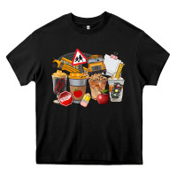 Black School Bus Coffee Cups Heavy Core Tee - FaDigitalArtStudio