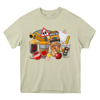 Mossy School Bus Coffee Cups Heavy Core Tee - FaDigitalArtStudio