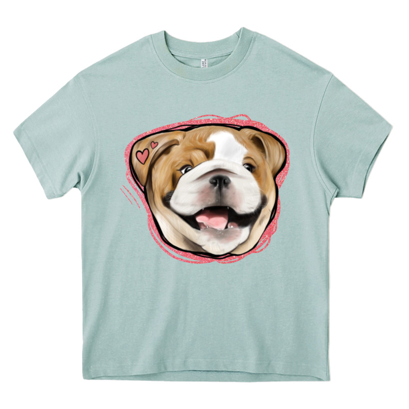 Bulldog Pink Glitter Heavy Core Tee by Jasminsmagicworld | Teevron