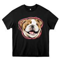 Black bulldog pink glitter Heavy Core Tee - Jasminsmagicworld