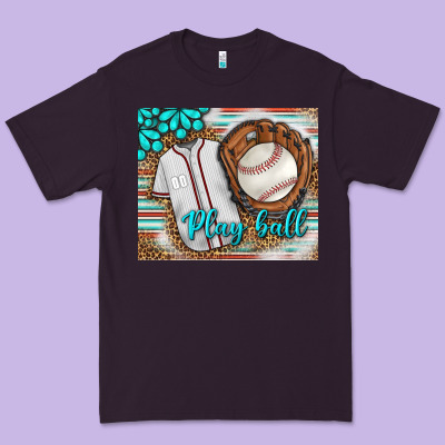 Baseball Play Ball With Leopard Mousepad Premium Tee Designed By Bundleandbundleshop