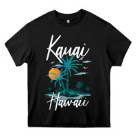 Black family vacation retro sunset hawaii kauai t shirt Heavy Core Tee - linhVisuals