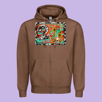 Western Back To School 2nd Grade 2 Zipper Hoodie Designed By Jasminsmagicworld