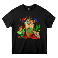 Black Mexican Cold Drink With Cactus Sombrero And Tequil Heavy Core Tee - FaDigitalArtStudio