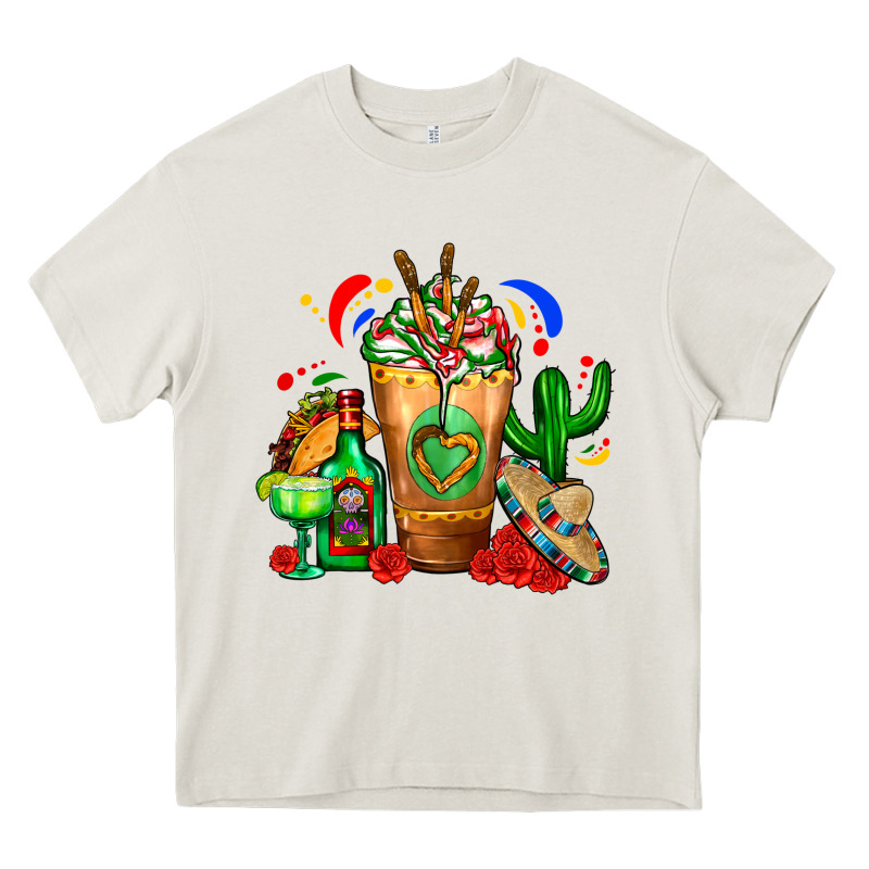Mexican Cold Drink With Cactus Sombrero And Tequil Heavy Core Tee by FaDigitalArtStudio | Teevron