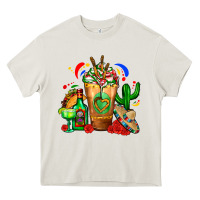 Cream Mexican Cold Drink With Cactus Sombrero And Tequil Heavy Core Tee - FaDigitalArtStudio