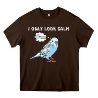 Chocolate Brown parakeet bird biting finger funny i only look calm Heavy Core Tee - linhVisuals