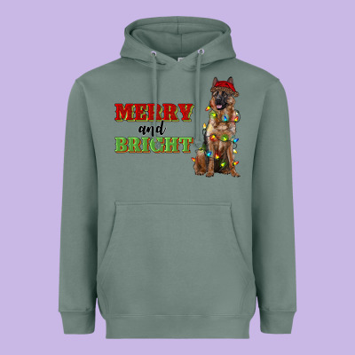 Merry And Bright German Shepherd Heavyweight Hoodie Designed By Ranaportraitstore