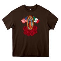 Chocolate Brown our lady virgen de guadalupe mexican american flag holiday Heavy Core Tee - linhVisuals