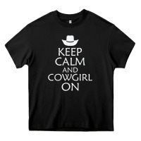 Black keep calm and cowgirl horse Heavy Core Tee - linhVisuals