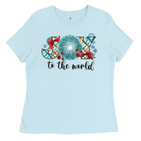 Baby Blue Joy to the World Ladies Tee - CowhideDigitalArt