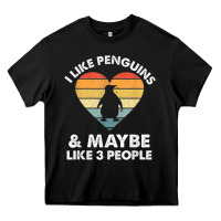 Black i like penguins and 3 people vintage Heavy Core Tee - linhVisuals